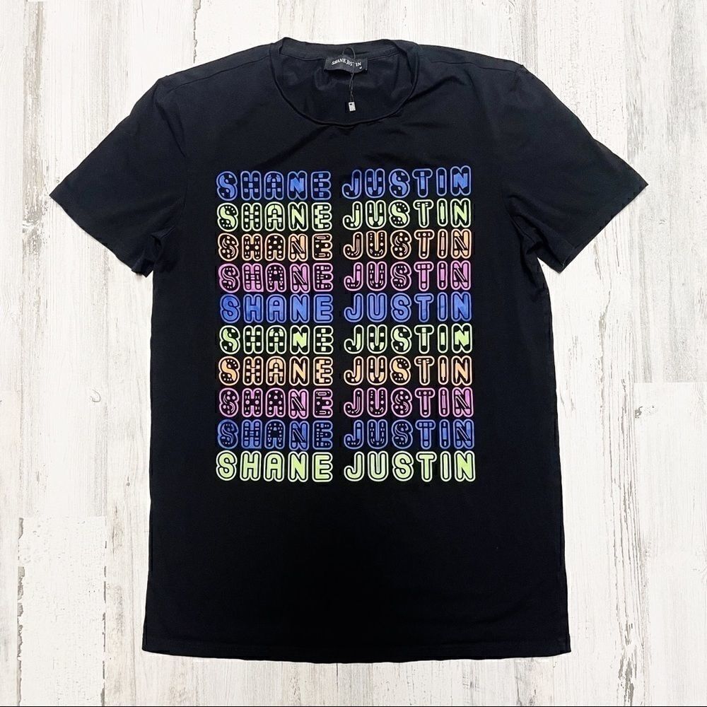 Shane Justin ‘ Retro Tee ‘ in Black - Neon